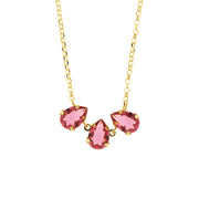 Necklace in 925 Silver with drop-shaped pink crystals