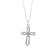 Cross-shaped necklace in 925 Silver with transparent zircons