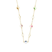 Necklace in 925 silver with colored crystals