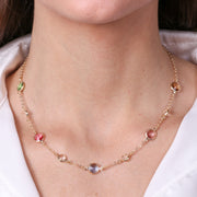 Collana in Argento 925 con cristalli colorati