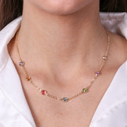 Collana in Argento 925 con cristalli colorati