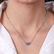 Collana in Argento 925 con cuore azzurro