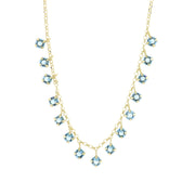 Necklace in 925 silver with pendant blue crystals