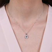 Collana in Argento 925 con zirconi bianchi e zircone centrale acqua