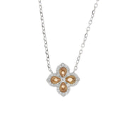 Collana in Argento 925  con fiore champagne placcato rodio