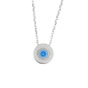 Collana in Argento 925 con zircone azzurro placcato rodio