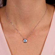 Collana in Argento 925 con zircone azzurro placcato rodio