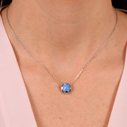 Collana in Argento 925 con fiore blu