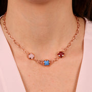 Collana in Argento 925 con fiori multicolor