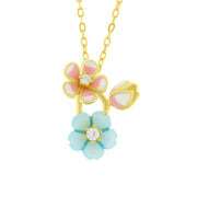 Collana in Argento 925 con fiori in colore pastello