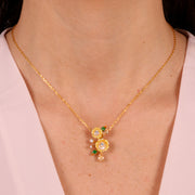 Collana in Argento 925 con fiori in madreperla e zirconi