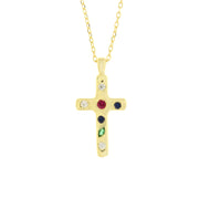 Collana in Argento 925 con croce impreziosita da zirconi colorati