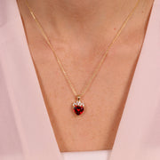 Collana in Argento 925 con cuore rosso pendente placcato oro