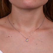 Collana in Argento 925 con fiore smaltato multicolor