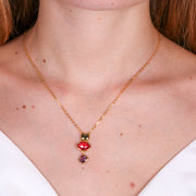 Collana in Argento 925 con zirconi pendenti rosso e viola