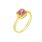 925 Silver solitaire ring with pink zircon