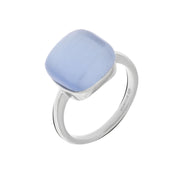 Square-shaped ring in 925 silver with lilac zircon