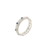 Anello in Argento 925 a fascia con zirconi banchi e zirconi blu