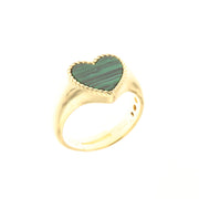 Heart-shaped 925 Silver ring with central green jasper detail and attention to detail