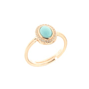 Adjustable ring in 925 silver with central detail in turquoise paste and white zircons