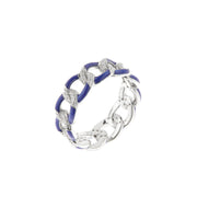 Ring in 925 Silver weaves embellished with white zircons and colored enamels