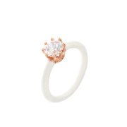 925 Silver ring with white enamel and zircon