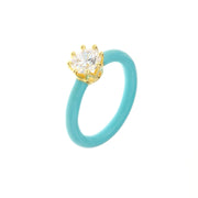 925 Silver ring with turquoise enamel and zircon