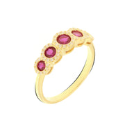 925 Silver ring with ruby ​​red light points