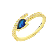 925 Silver ring with blue oval zircon