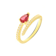 925 Silver ring with ruby ​​red oval zircon