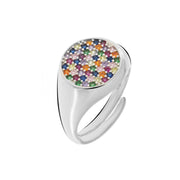 925 Silver circle ring with colored zircons