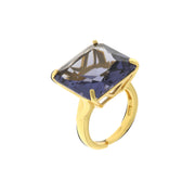 925 Silver ring with square-shaped purple zircon