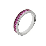 Anello in Argento 925 a baguette con zirconi fucsia