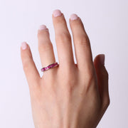 Anello in Argento 925 a baguette con zirconi fucsia