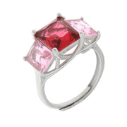 Anello in Argento 925 con zirconi centrali rosa e rosso