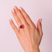 Anello in Argento 925 con zirconi centrali rosa e rosso