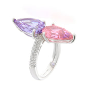 Anello in Argento 925 con zirconi viola e rosa