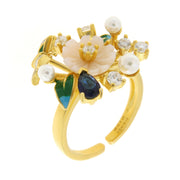 Anello in Argento 925 con fiori in madreperla