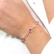 Bracciale in Argento 925 con giro di cristalli rosa e bianco