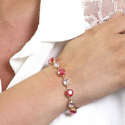 Bracciale in Argento 925 con giro di cristalli bicolore dalle sfumature rosse