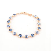 Bracelet in 925 Silver with a round of crystals in shades of royal blue