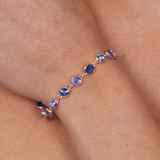 Bracciale in Argento 925 con giro di cristalli nelle tonalità del royal blu