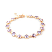 Bracelet in 925 Silver with a circle of lilac-shaded crystals