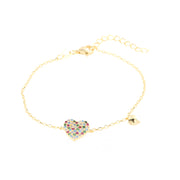 Bracciale in Argento 925 con cuore impreziosito da zirconi multicolore