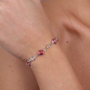 Bracciale in Argento 925 con giro di cristalli colorati bicolore