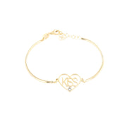 Bracciale in Argento 925 scritta KISS incorniciata in cuore con cristallo bianco.