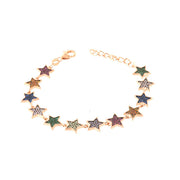 Bracciale in Argento 925 con giro di stellle di zirconi multicolore