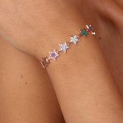 Bracciale in Argento 925 con giro di stellle di zirconi multicolore