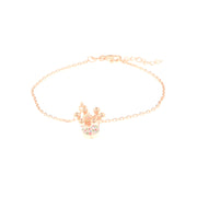 925 Silver bracelet with crown-shaped pendant embellished with multicolor zircons