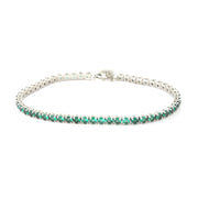 925 Silver tennis bracelet embellished with green zircons